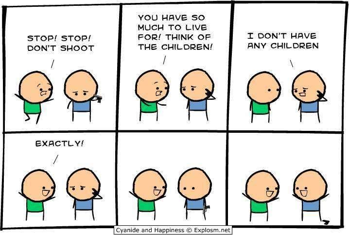 Cyanide And Happiness think of the children funny image cartoon